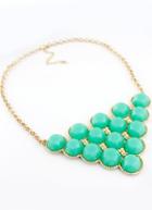 Romwe Green Gemstone Gold Triangle Chain Necklace