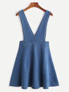 Romwe Cross Strap Denim Pinafore Dress