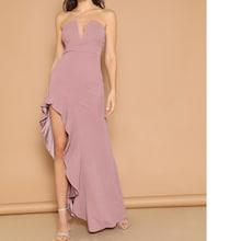 Romwe V Bar Ruffle High Split Prom Dress