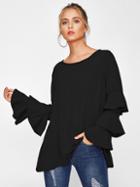 Romwe Tiered Fluted Sleeve Tee