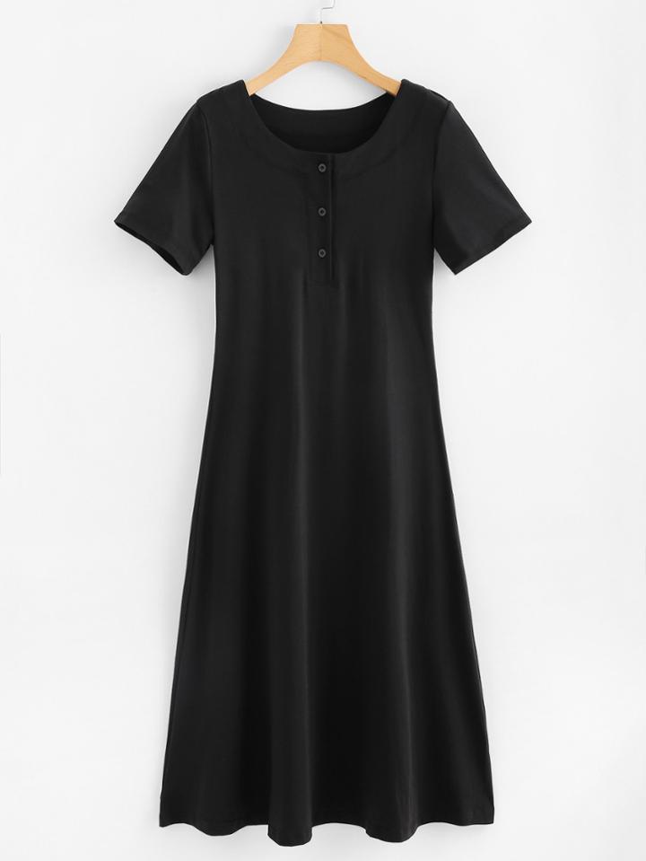 Romwe Single Breasted Tee Dress