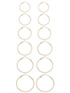 Romwe Gold Plated Mixed Sized Hoop Earring Set