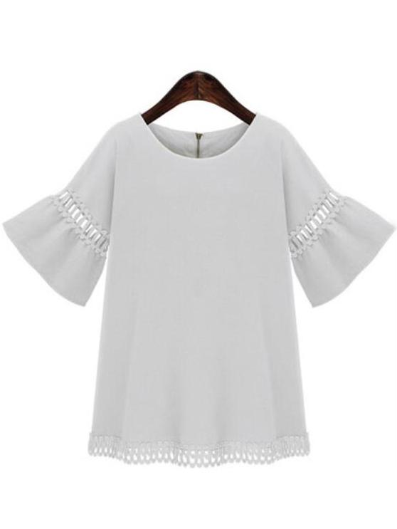 Romwe Ruffle Sleeve Hollow Out Plus Dress