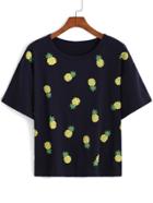 Romwe Pineapple Print Loose T-shirt