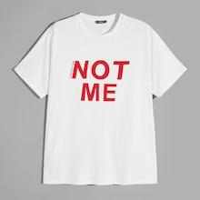 Romwe Guys Letter Print Round Neck T-shirt