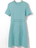 Romwe Short Sleeve Knit Pleated Green Dress