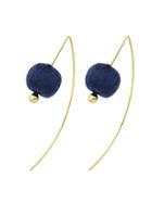 Romwe Blue Color Rope Ball Hanging Earrings