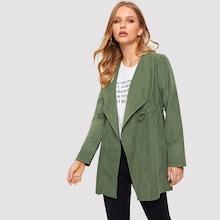 Romwe Waterfall Drawstring Waist Coat