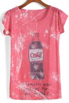 Romwe Coke Letter Print T-shirt