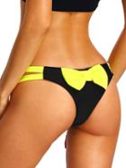 Romwe Black Contrast Cutout Bow Low-rise Bikini Bottoms