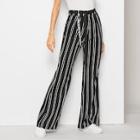 Romwe Striped Letter Tape Trim Belted Pants