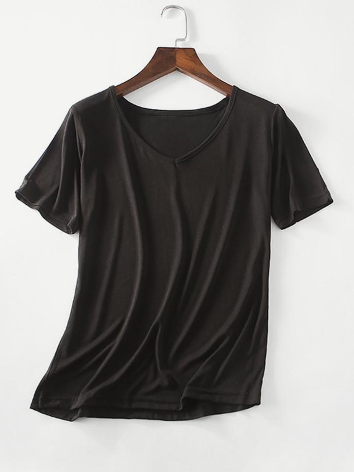 Romwe V Neckline Solid Tee