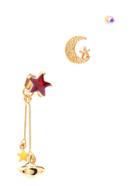 Romwe Gold Tone Star And Planet Charm Earring Set