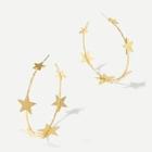 Romwe Metal Star Decorated Hoop Earrings