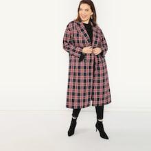 Romwe Plus Drop Shoulder Plaid Coat