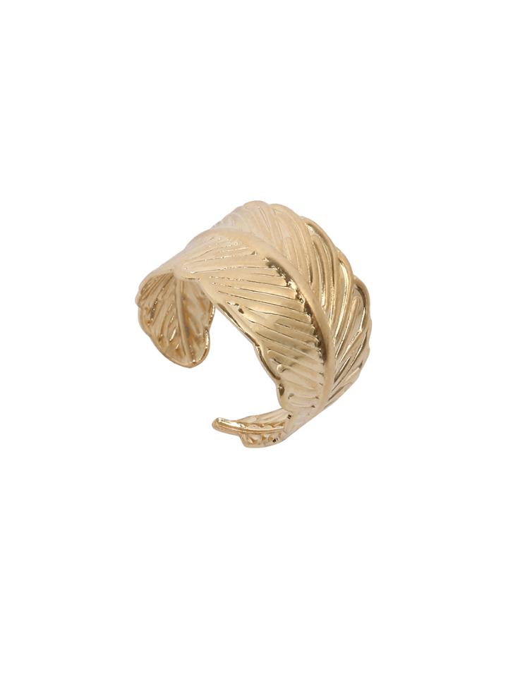 Romwe Golden Retro Leaf-shaped Ring