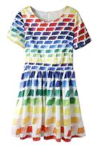 Romwe Colorful Scrawl Print Slim Dress