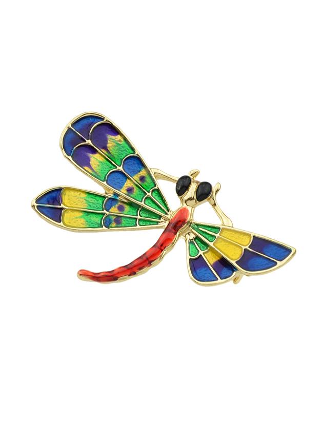 Romwe Colorful Enamel Dragonfly Shape Big Brooches