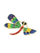 Romwe Colorful Enamel Dragonfly Shape Big Brooches