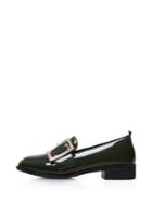 Romwe Oversized Buckle Heeled Loafer