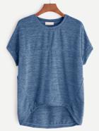 Romwe Crew Neck Marled High Low Tee