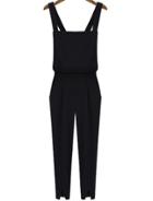 Romwe Criss Cross Strap Split Jumpsuit