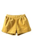 Romwe Elastic Corduroy Yellow Shorts