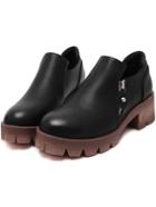 Romwe Black Round Toe Chunky Heel Ankle Boots