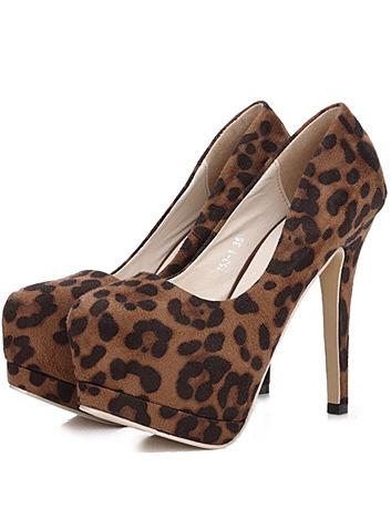 Romwe Brown Leopard Platform Heels