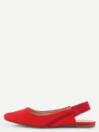 Romwe Faux Suede Pointed Toe Slingback Flats - Red