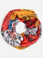 Romwe Color Block Drawing Print Infinity Scarf