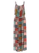 Romwe Keyhole Tie-neck Striped Cami Dress