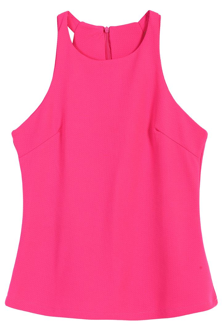 Romwe Zipper Back Rose Red Vest