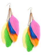 Romwe Multicolor Feather Drop Earrings