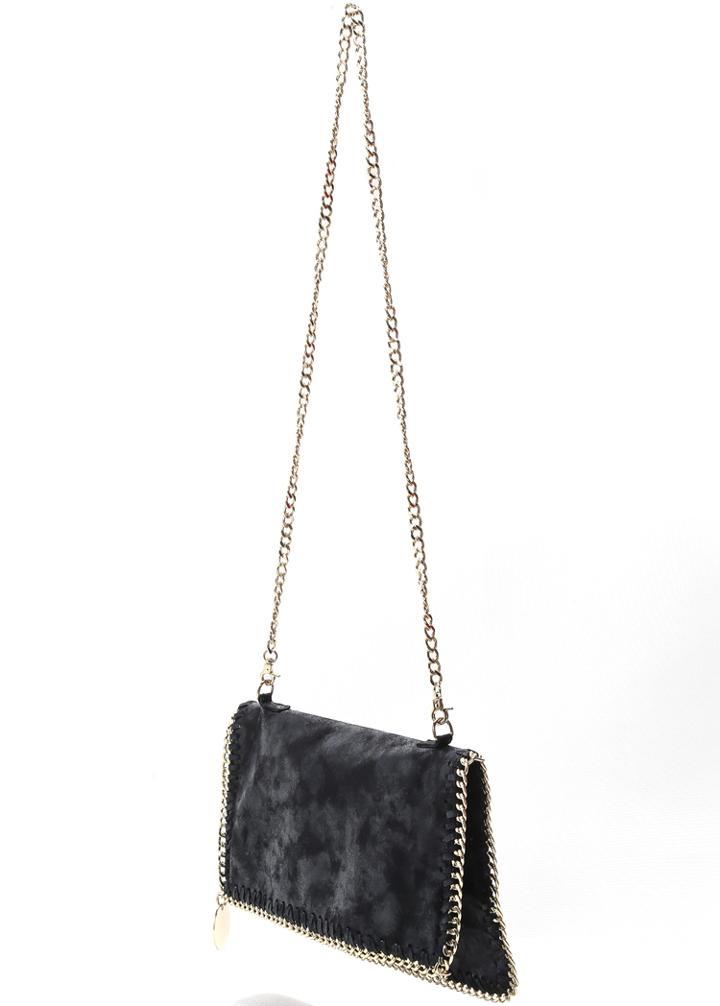 Romwe Sequined Shoulder Black Bag