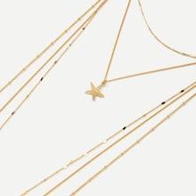 Romwe Star Pendant Layered Chain Necklace
