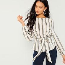 Romwe Striped Print Top