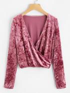 Romwe Elastic Hem Wrap Velvet Tee