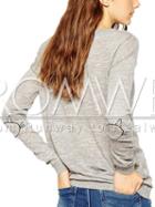 Romwe Grey Long Sleeve Embroidered Sweatshirt
