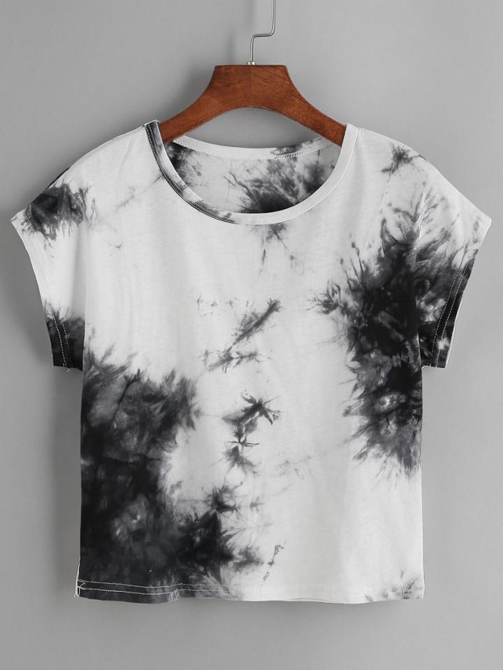 Romwe Color Block Tie Dye T-shirt