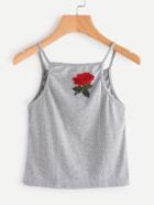 Romwe Embroidered Applique Cami Top