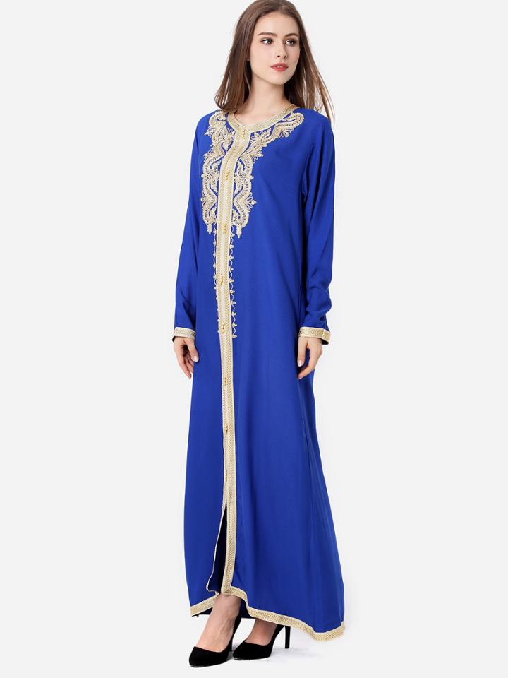 Romwe Contrast Trim Appliques Hijab Evening Dress