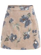 Romwe Florals Zipper A-line Skirt