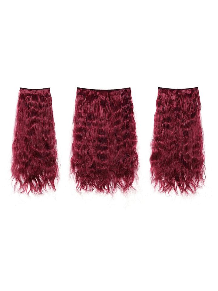 Romwe Burgundy Clip In Curly Hair Extension 3pcs