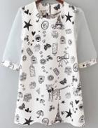 Romwe Sheer Mesh Gift Print Dress