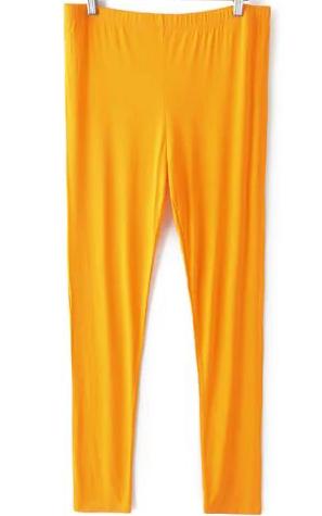 Romwe Elastic Waist Slim Orange Legging