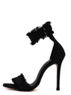 Romwe Black Peep Toe Ankle Strap Stiletto Sandals