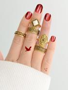 Romwe Vintage Carved Ring  5-pieces Set