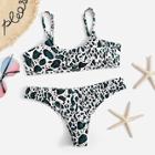 Romwe Leopard Print Top With Low Rise Bikini