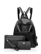 Romwe Faux Leather Backpack Set 3pcs